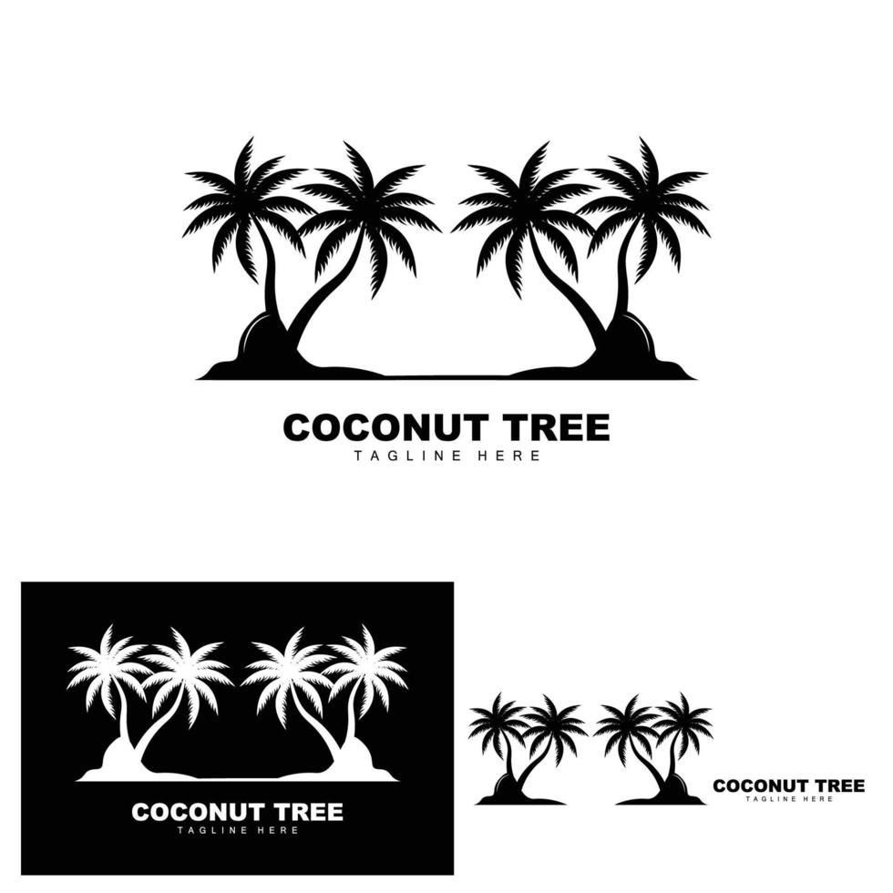 logotipo de árbol de coco, vector de árbol oceánico, diseño para plantillas, marca de producto, logotipo de objeto de turismo de playa