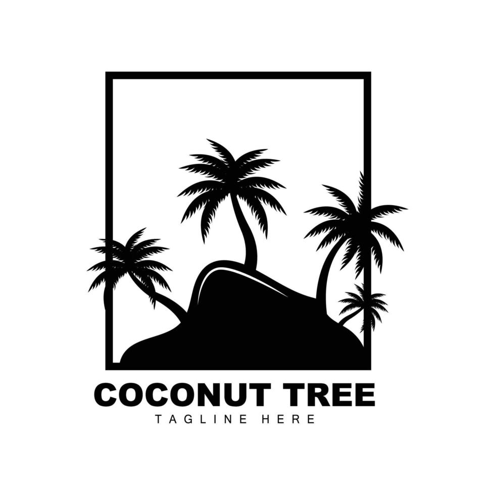 Coconut Tree Logo, Ocean Tree Vector, Design For Templates, Product Branding, Beach Tourism Object Logo vector