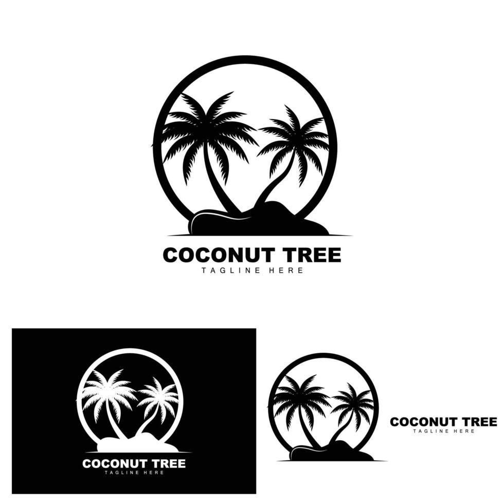 Coconut Tree Logo, Ocean Tree Vector, Design For Templates, Product Branding, Beach Tourism Object Logo vector