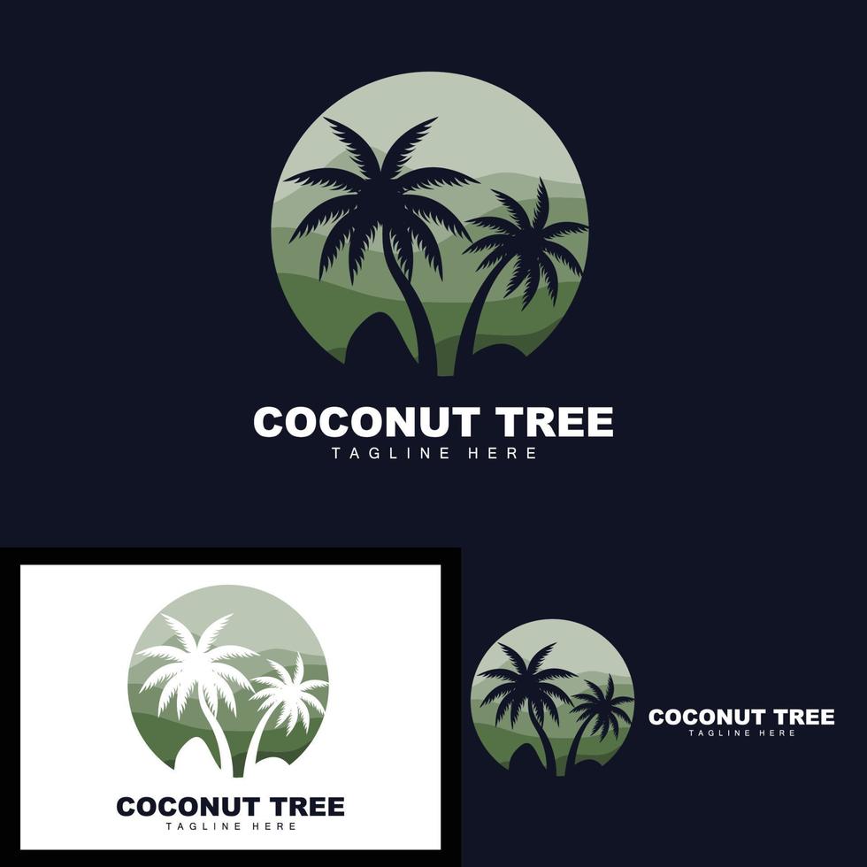 logotipo de árbol de coco, vector de árbol oceánico, diseño para plantillas, marca de producto, logotipo de objeto de turismo de playa