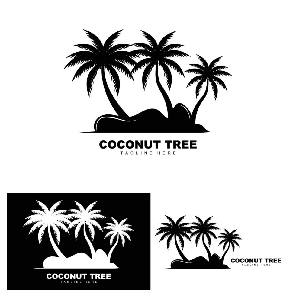 logotipo de árbol de coco, vector de árbol oceánico, diseño para plantillas, marca de producto, logotipo de objeto de turismo de playa