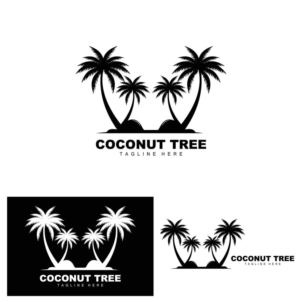 logotipo de árbol de coco, vector de árbol oceánico, diseño para plantillas, marca de producto, logotipo de objeto de turismo de playa