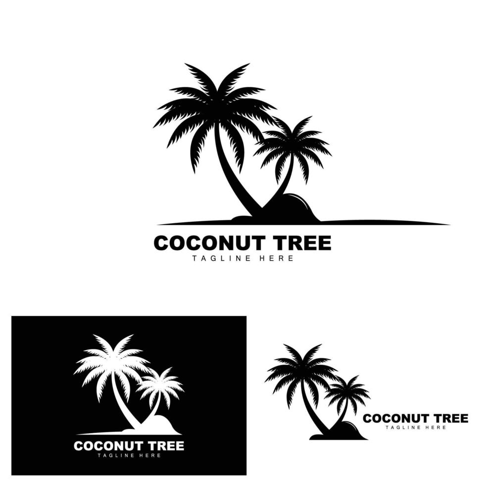 Coconut Tree Logo, Ocean Tree Vector, Design For Templates, Product Branding, Beach Tourism Object Logo vector