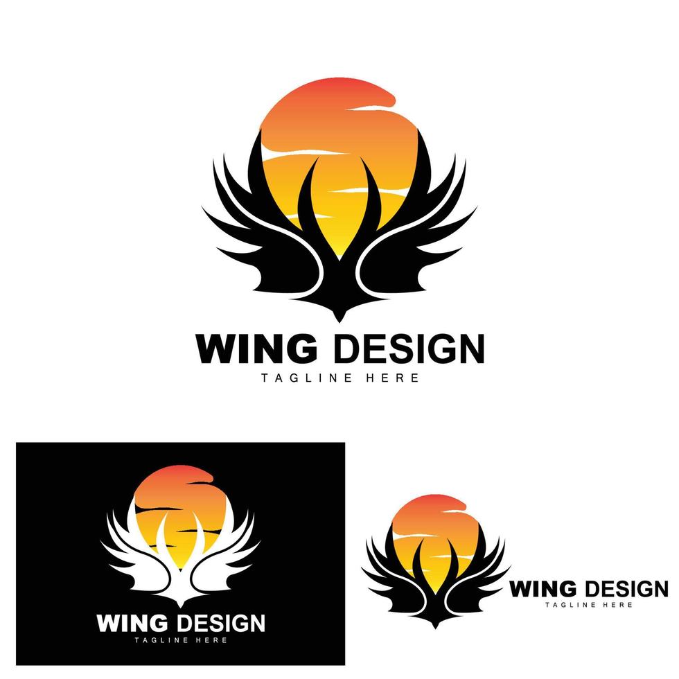 Wings Logo, Phoenix Logo, Bird Wing Vector, Template Illustration, Wing Brand Design vector