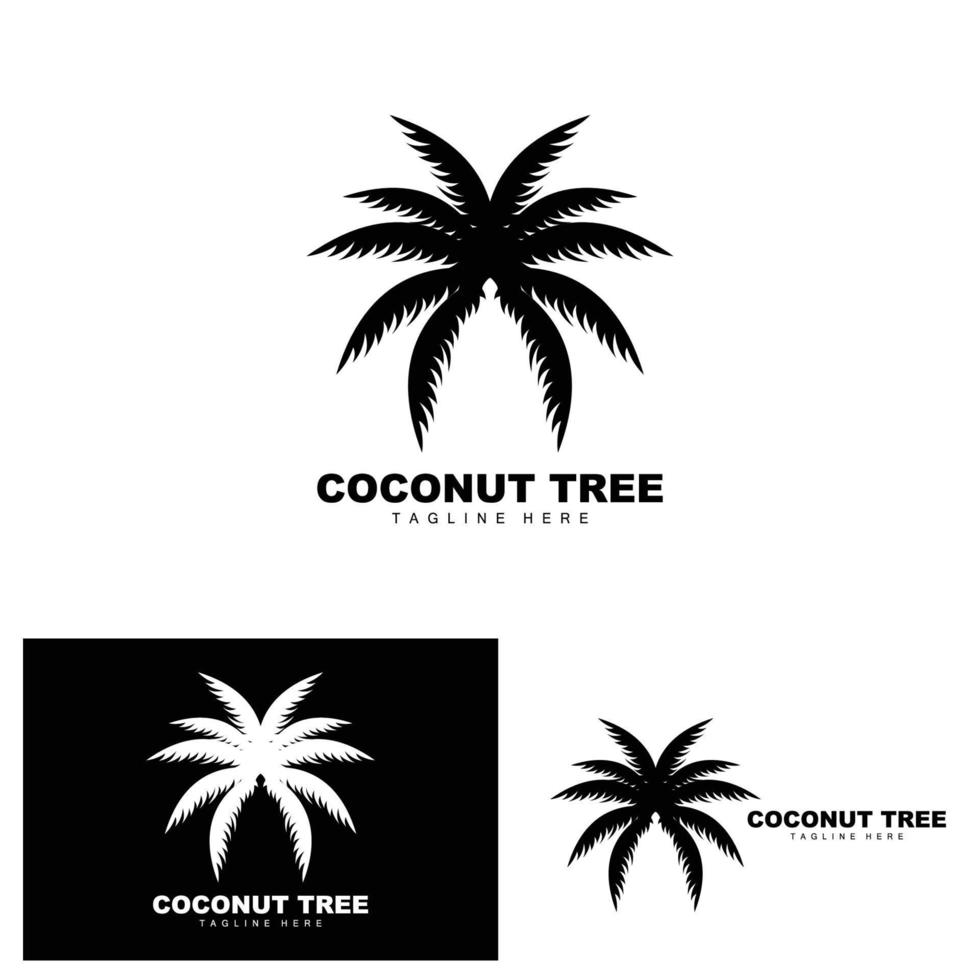 logotipo de árbol de coco, vector de árbol oceánico, diseño para plantillas, marca de producto, logotipo de objeto de turismo de playa