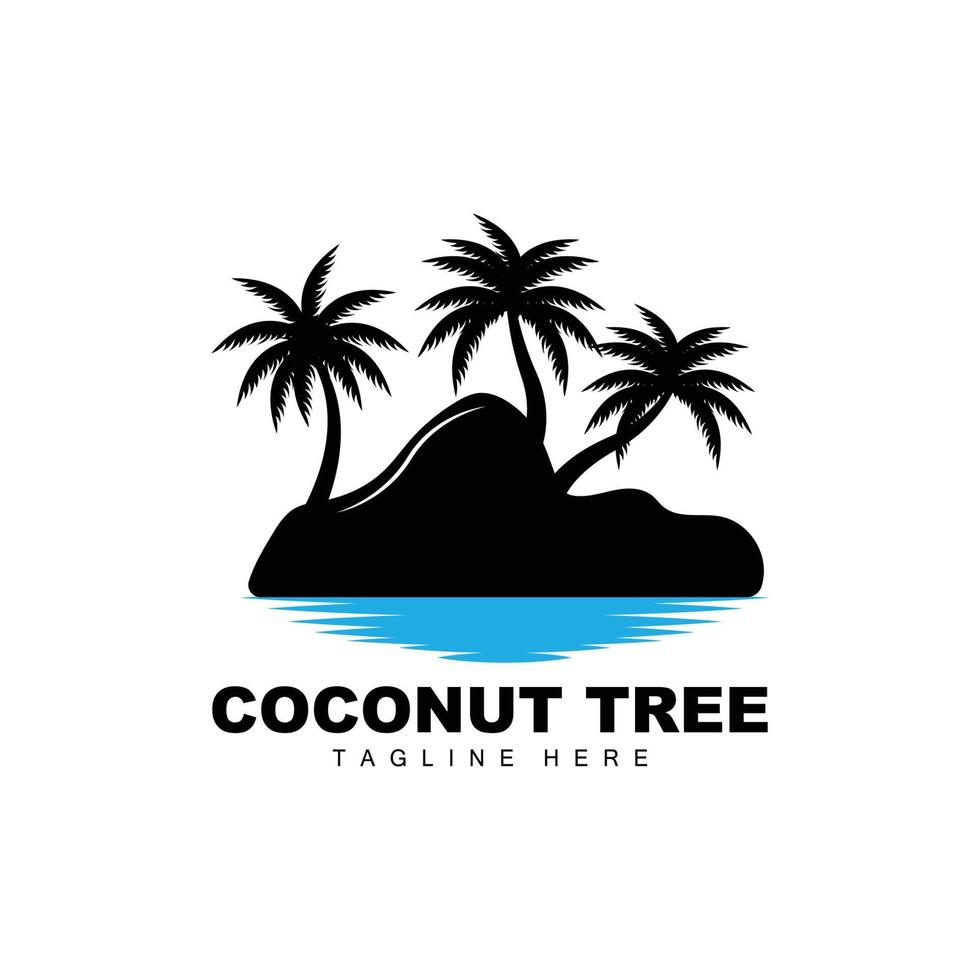 Coconut Tree Logo, Ocean Tree Vector, Design For Templates, Product Branding, Beach Tourism Object Logo vector