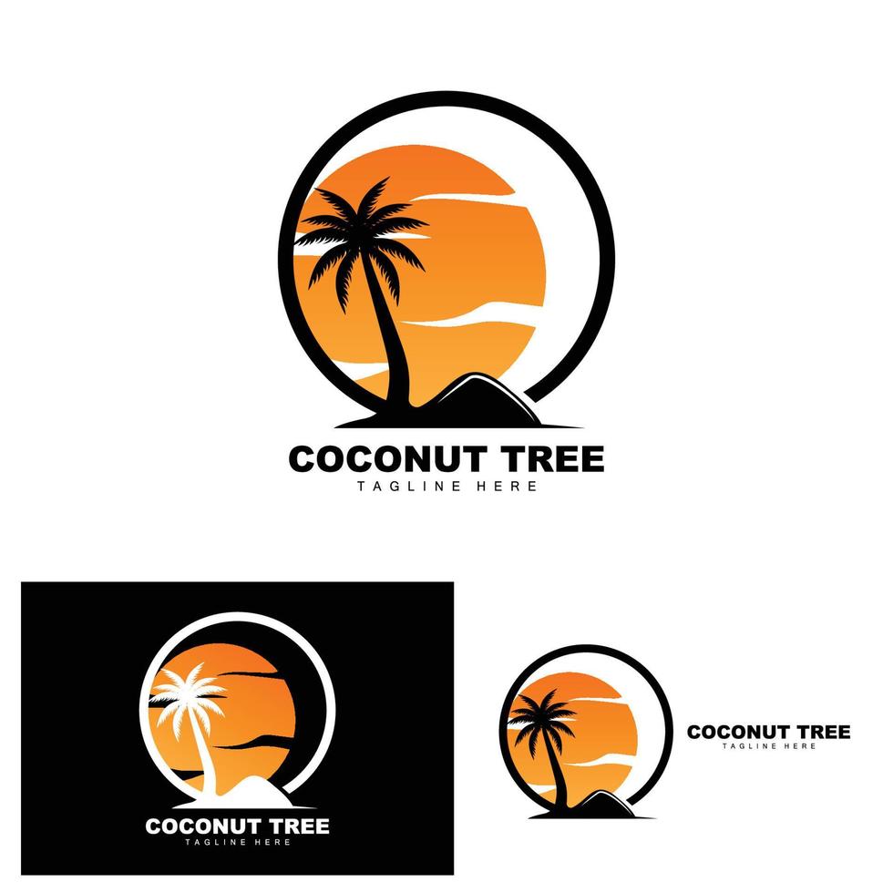 Coconut Tree Logo, Ocean Tree Vector, Design For Templates, Product Branding, Beach Tourism Object Logo vector