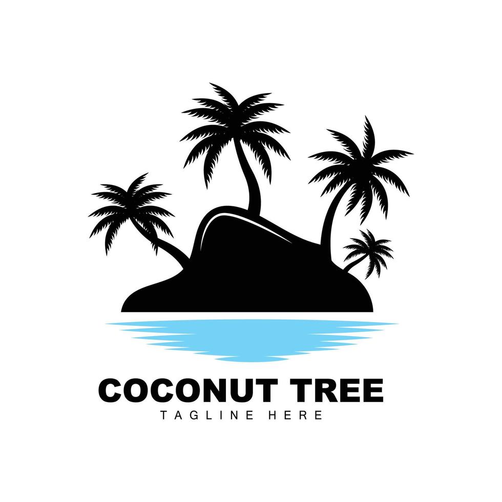 Coconut Tree Logo, Ocean Tree Vector, Design For Templates, Product Branding, Beach Tourism Object Logo vector