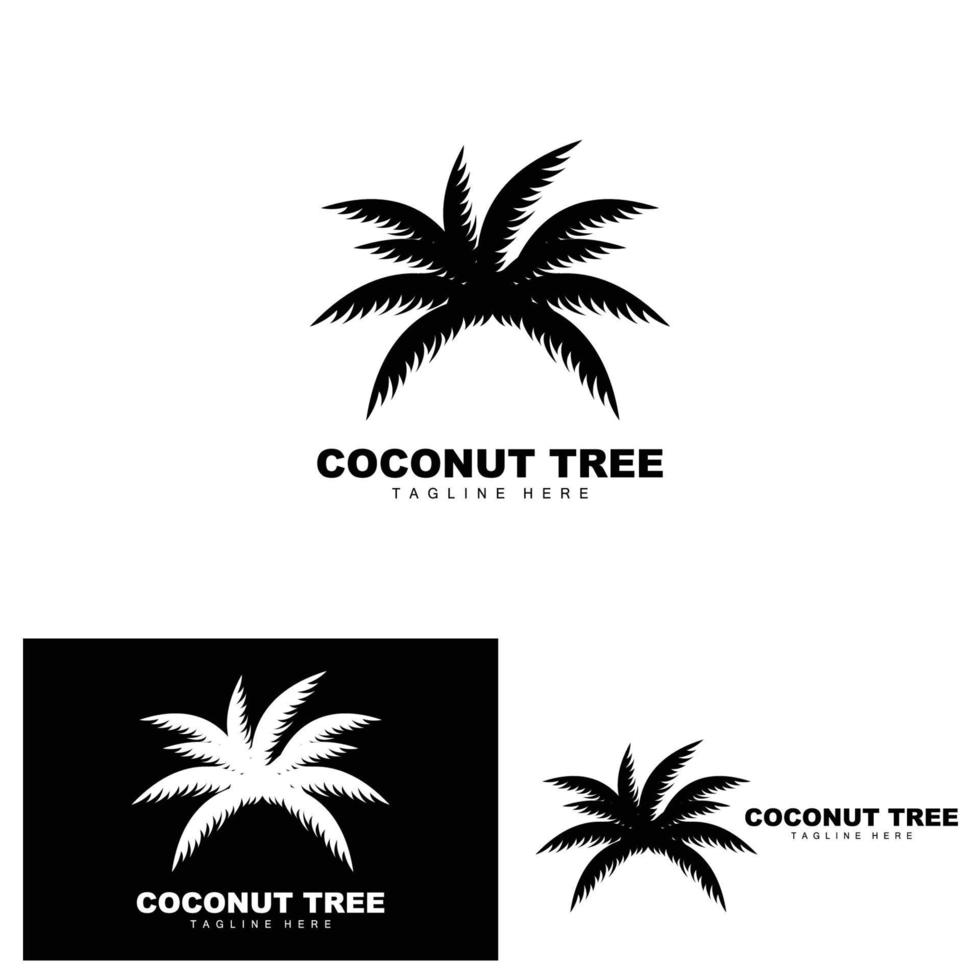 logotipo de árbol de coco, vector de árbol oceánico, diseño para plantillas, marca de producto, logotipo de objeto de turismo de playa