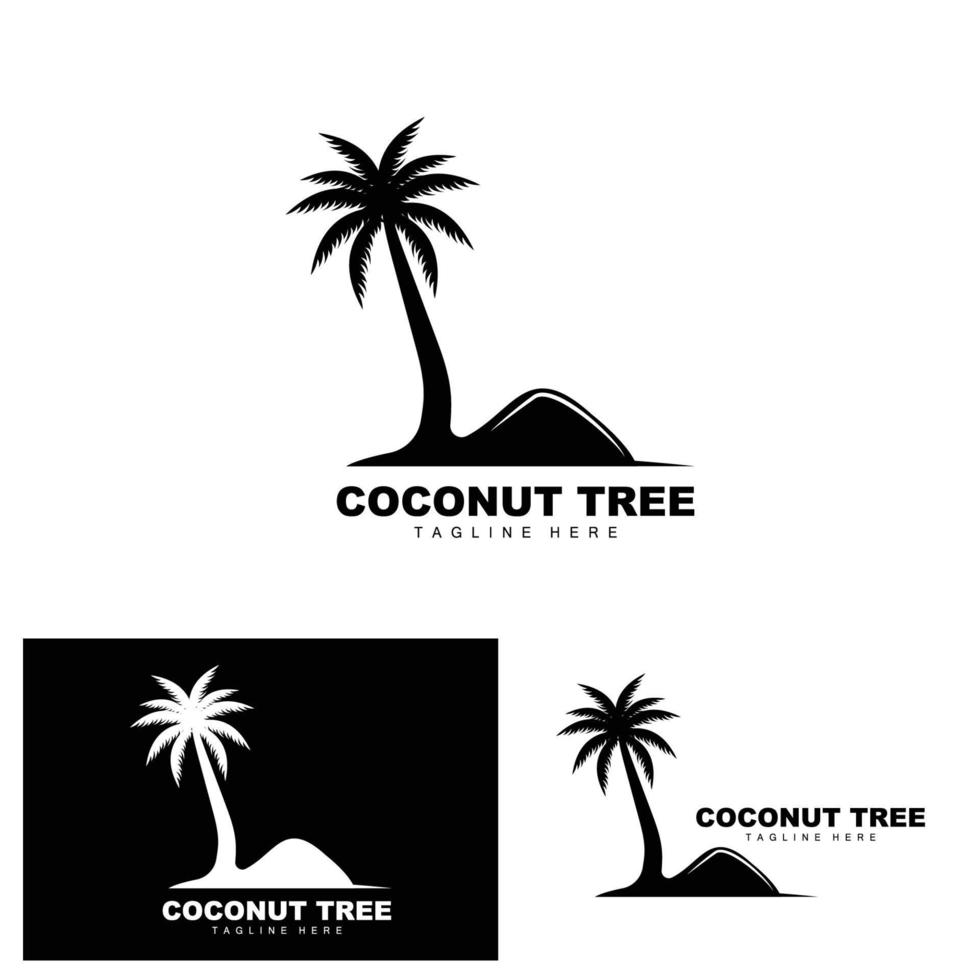 logotipo de árbol de coco, vector de árbol oceánico, diseño para plantillas, marca de producto, logotipo de objeto de turismo de playa