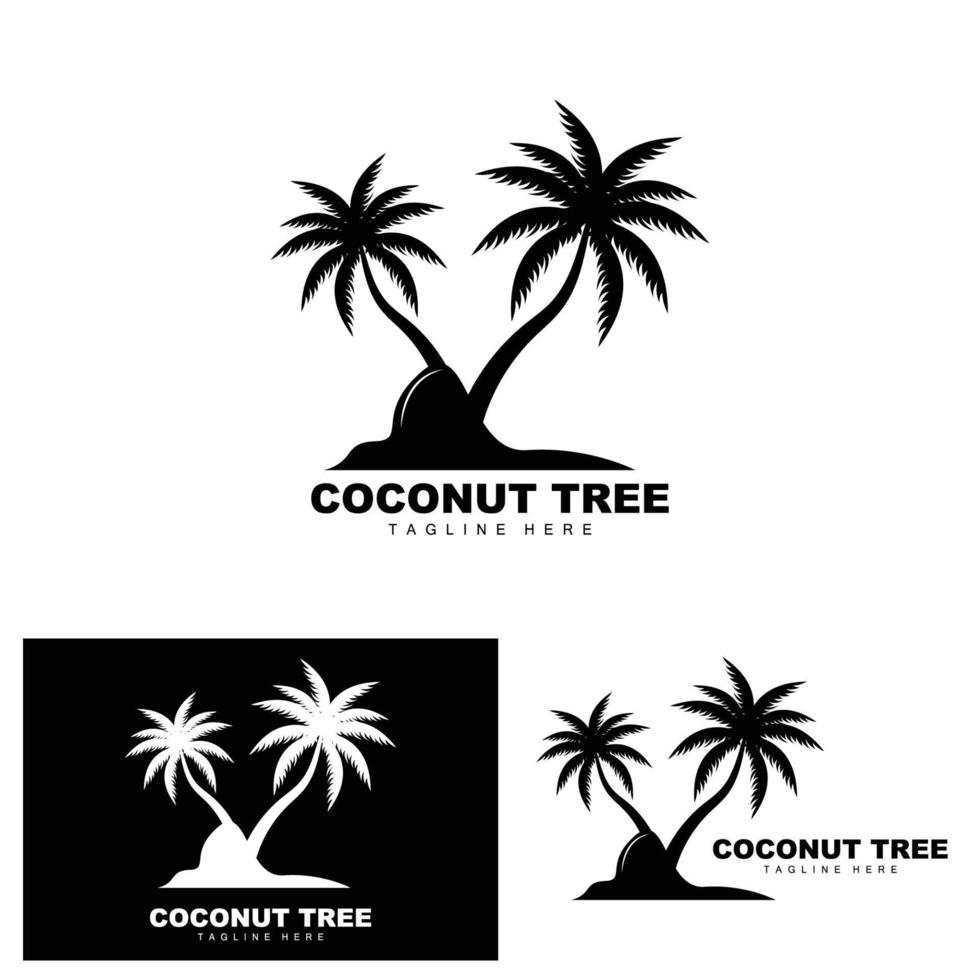 Coconut Tree Logo, Ocean Tree Vector, Design For Templates, Product Branding, Beach Tourism Object Logo vector