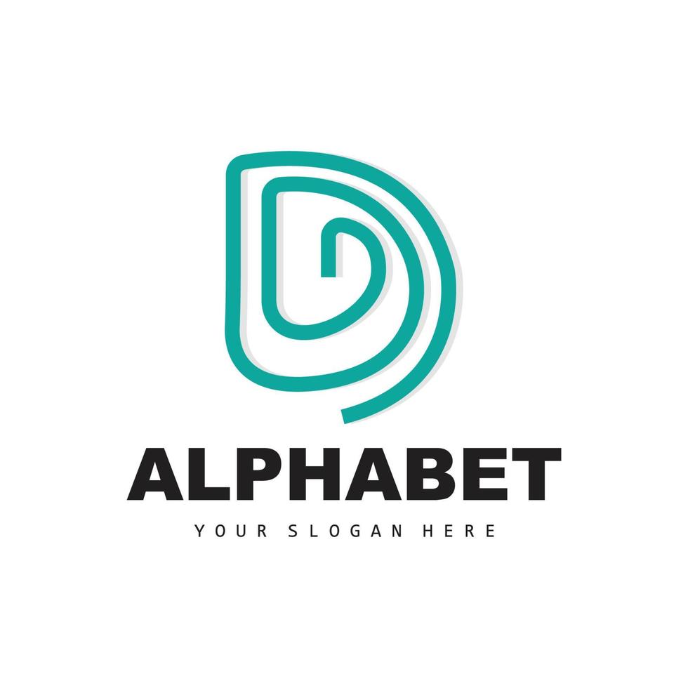 D Letter Logo, Simple Alphabet Design, Modern Minimalist Font Vector