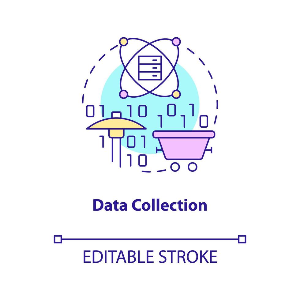 Data collection concept icon. Digital technology. Information processing stage abstract idea thin line illustration. Isolated outline drawing. Editable stroke. Arial, Myriad Pro-Bold fonts used vector
