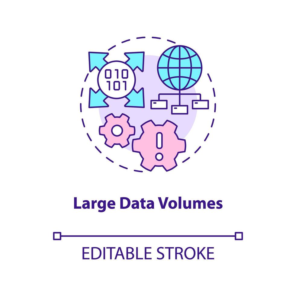 Large data volumes concept icon. Information management. Datalogy challenge abstract idea thin line illustration. Isolated outline drawing. Editable stroke. Arial, Myriad Pro-Bold fonts used vector