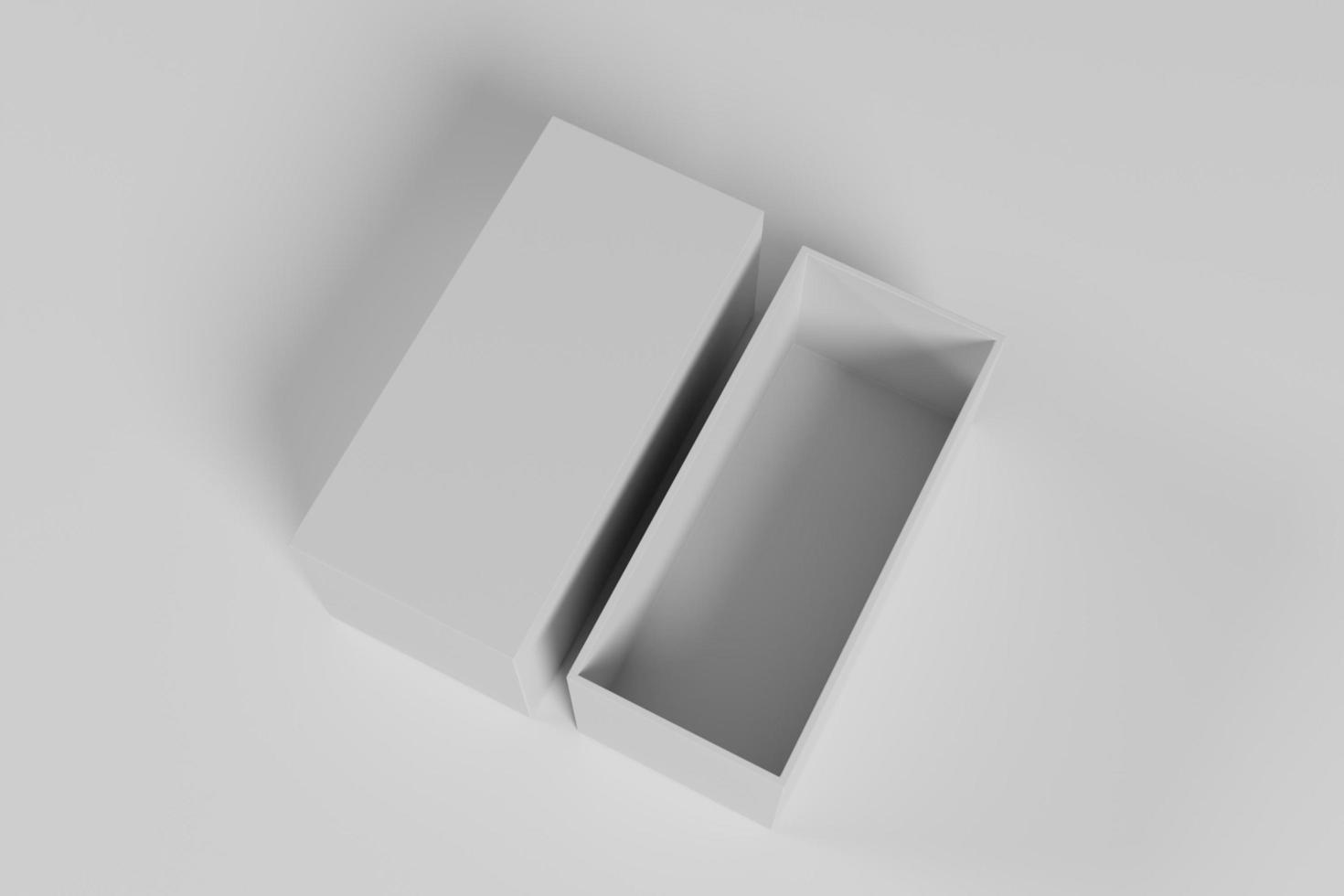 3d rendering mockup with white box packaging photo