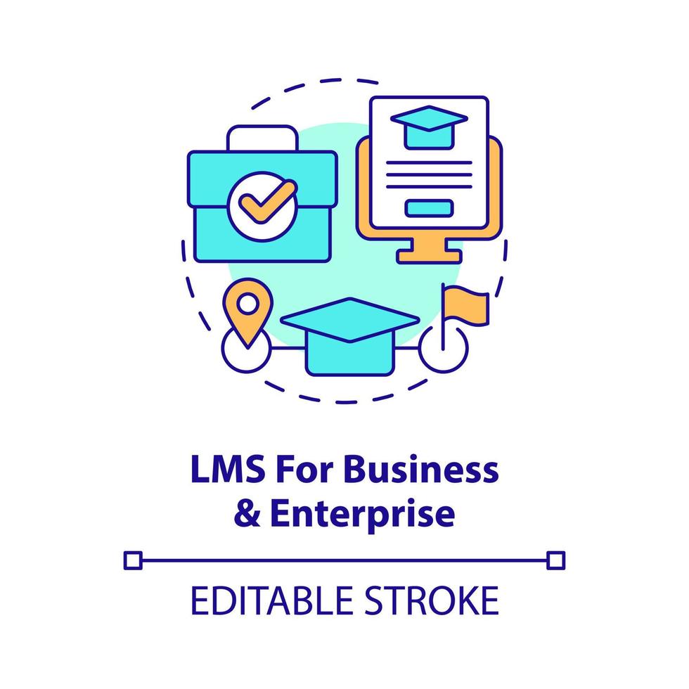 LMS for business and enterprise concept icon. Learning management deployment option abstract idea thin line illustration. Isolated outline drawing. Editable stroke. Arial, Myriad Pro-Bold fonts used vector