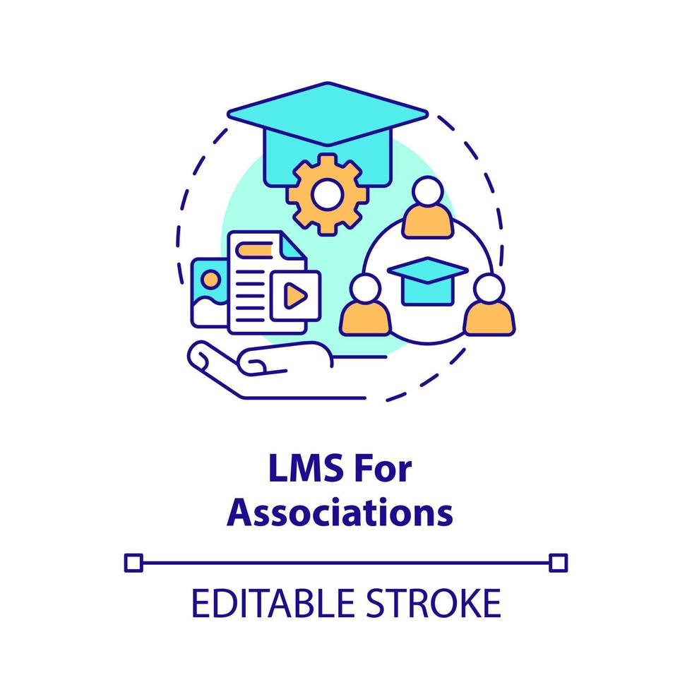 Learning management system for associations concept icon. LMS deployment option abstract idea thin line illustration. Isolated outline drawing. Editable stroke. Arial, Myriad Pro-Bold fonts used vector