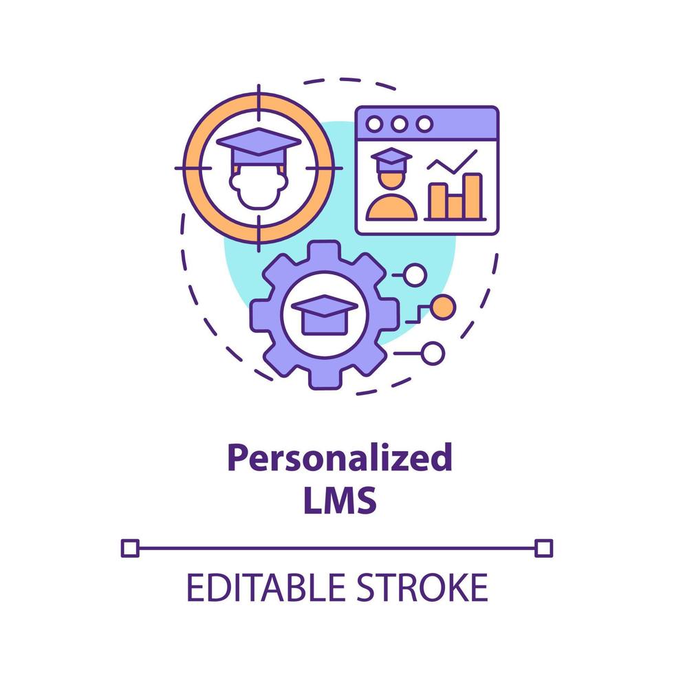Personalized LMS concept icon. Customize settings. Learning management system feature abstract idea thin line illustration. Isolated outline drawing. Editable stroke. Arial, Myriad Pro-Bold fonts used vector