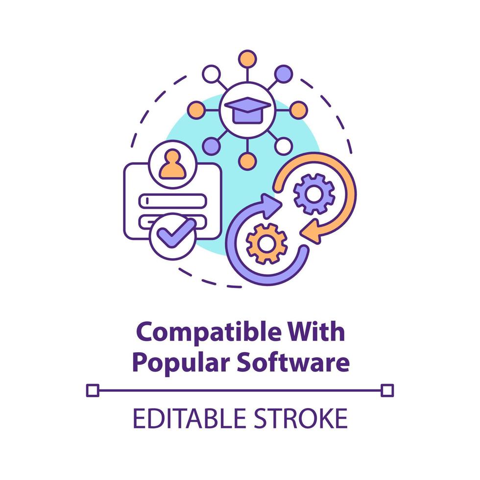 Compatible with popular software concept icon. Learning management system feature abstract idea thin line illustration. Isolated outline drawing. Editable stroke. Arial, Myriad Pro-Bold fonts used vector