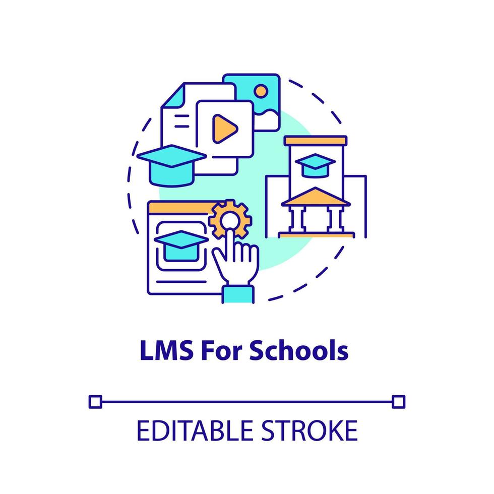 Learning management system for school concept icon. LMS deployment option abstract idea thin line illustration. Isolated outline drawing. Editable stroke. Arial, Myriad Pro-Bold fonts used vector