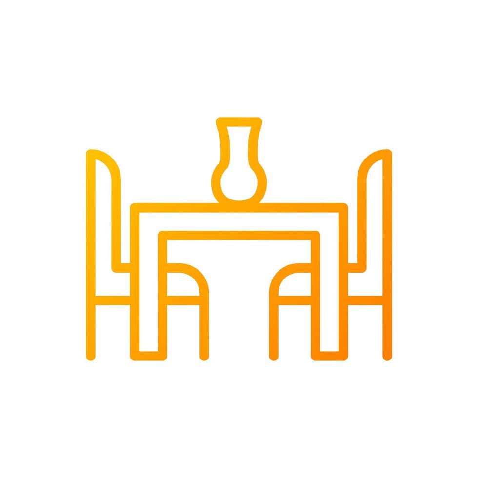 Dining room set pixel perfect gradient linear vector icon. Table and chairs. Home furniture store. Seating arrangement. Thin line color symbol. Modern style pictogram. Vector isolated outline drawing