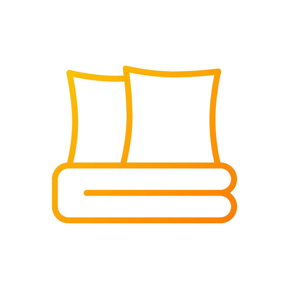 Bedding set pixel perfect gradient linear vector icon. Sheets and pillows. Soft textiles. Bedspread. Home furniture. Thin line color symbol. Modern style pictogram. Vector isolated outline drawing