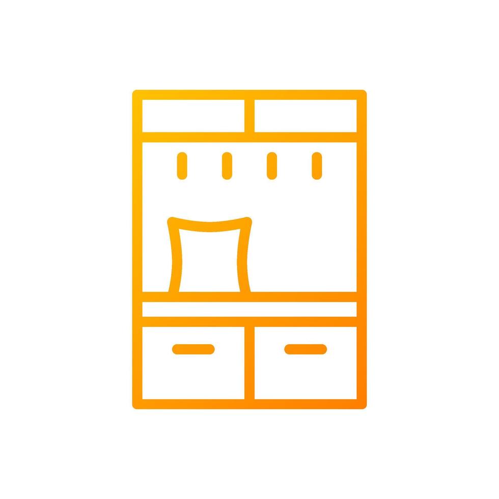 Hall tree pixel perfect gradient linear vector icon. Cabinet
