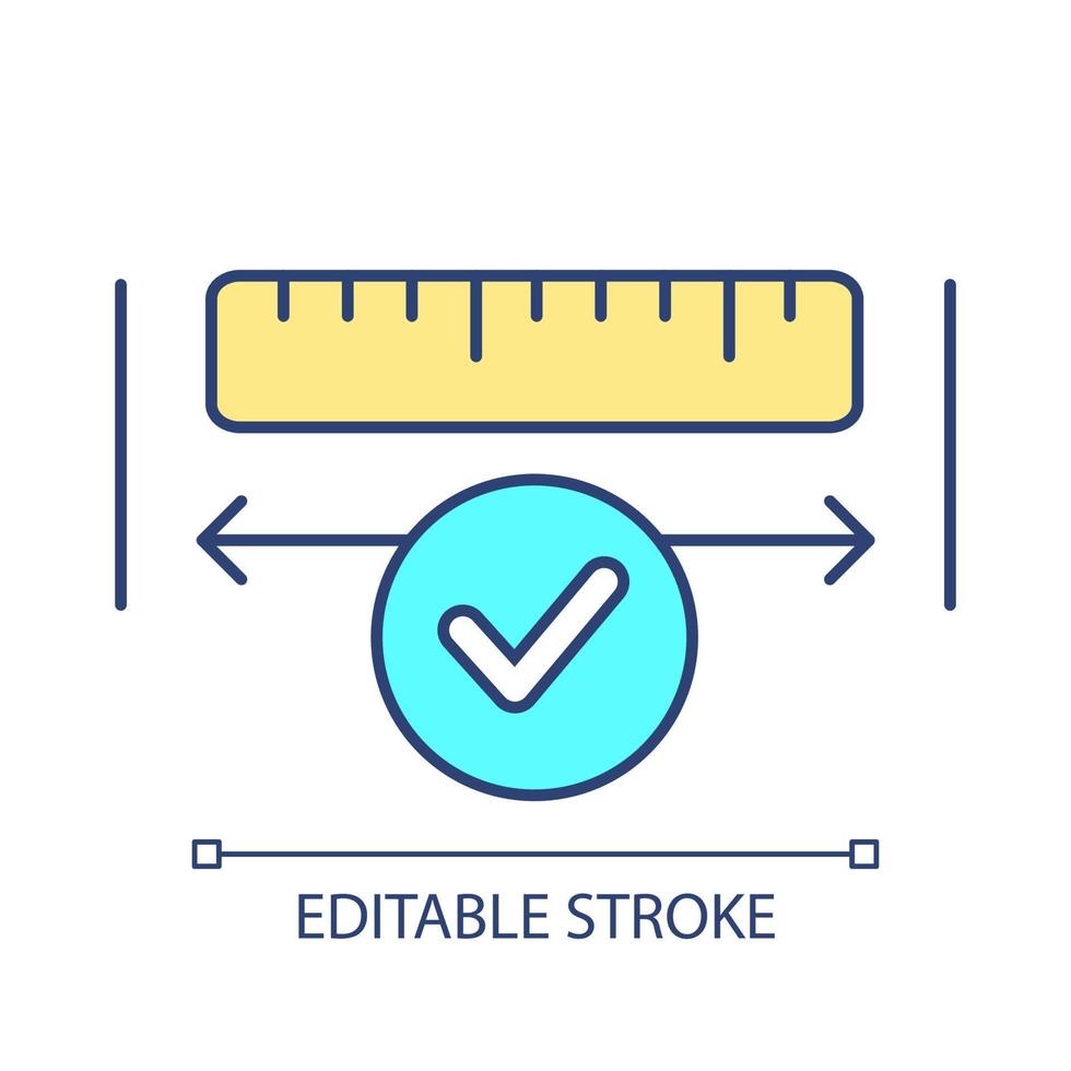 Keep safe distance RGB color icon. Length measure tool. Using ruler process. Checkup comfort area. Isolated vector illustration. Simple filled line drawing. Editable stroke. Arial font used