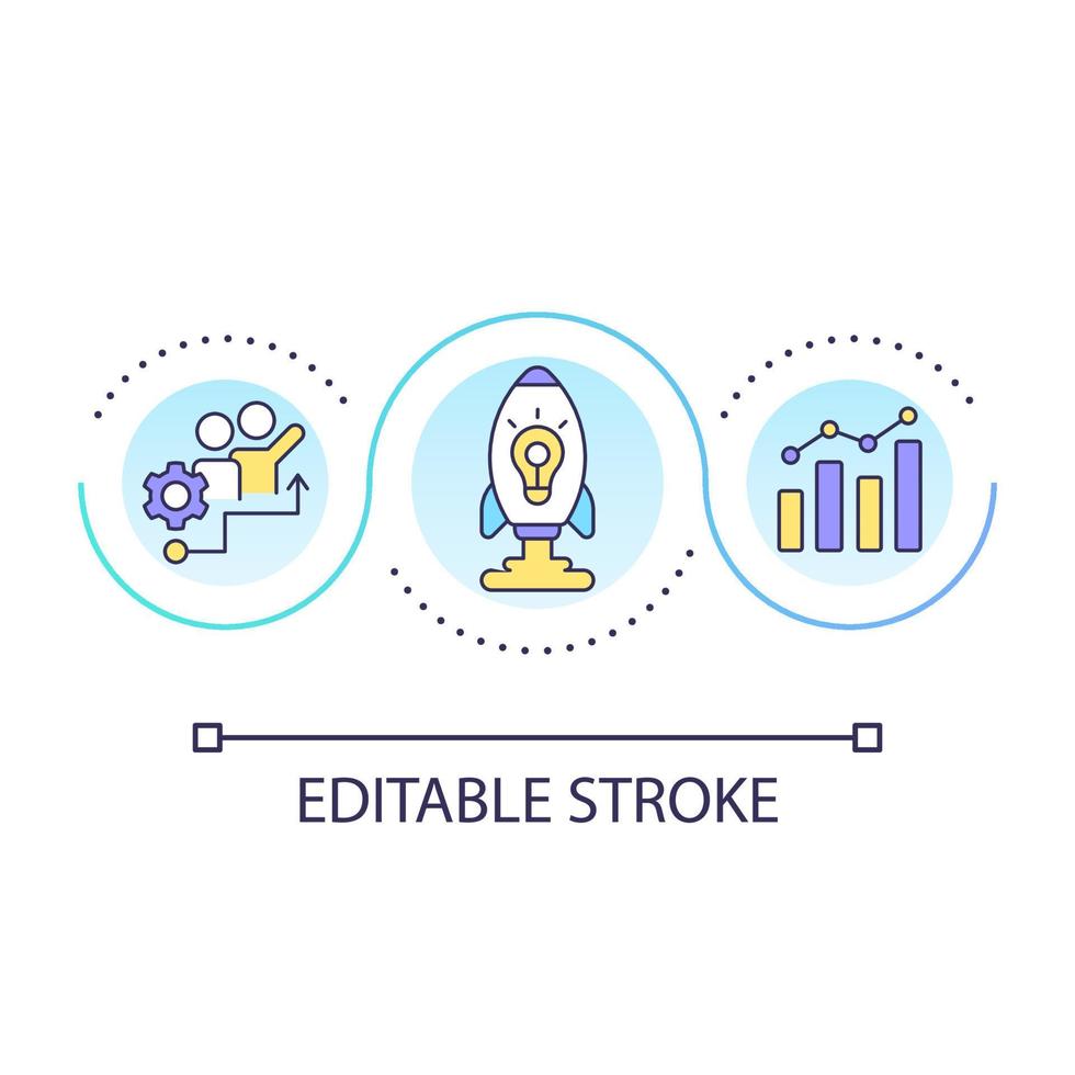 Startup booster loop concept icon. Business development. Successful product management abstract idea thin line illustration. Isolated outline drawing. Editable stroke. Arial font used vector