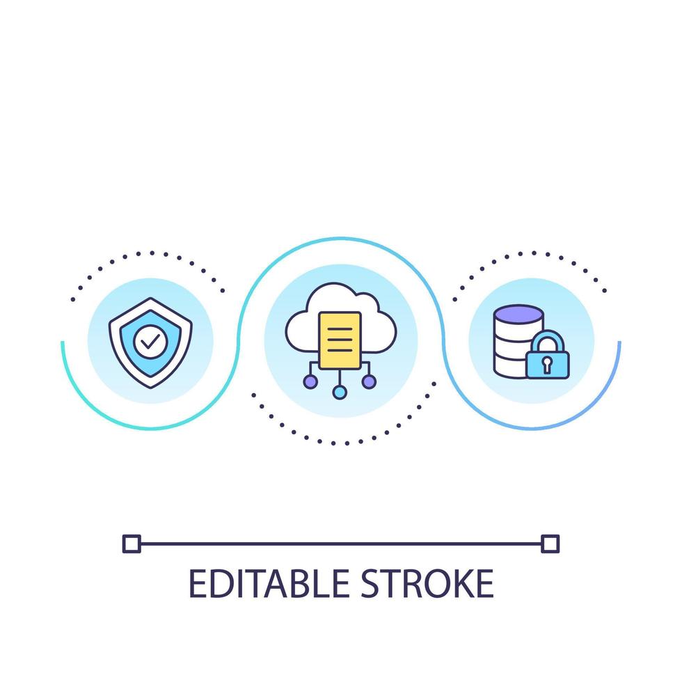 Cloud data storage loop concept icon. Internet server. Cybersecurity. Digital system abstract idea thin line illustration. Isolated outline drawing. Editable stroke. Arial font used vector