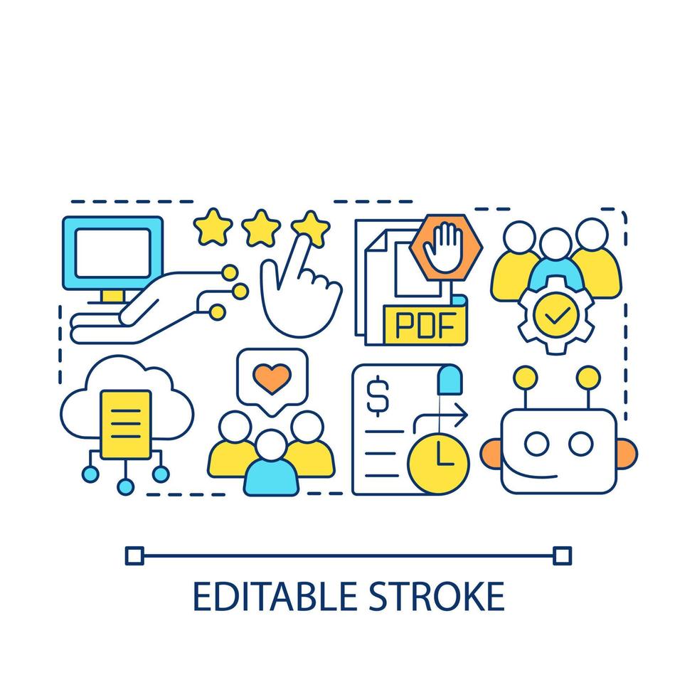 Customer services automation concept icon. Digital documentation. Digitization of process abstract idea thin line illustration. Isolated outline drawing. Editable stroke. Arial font used vector
