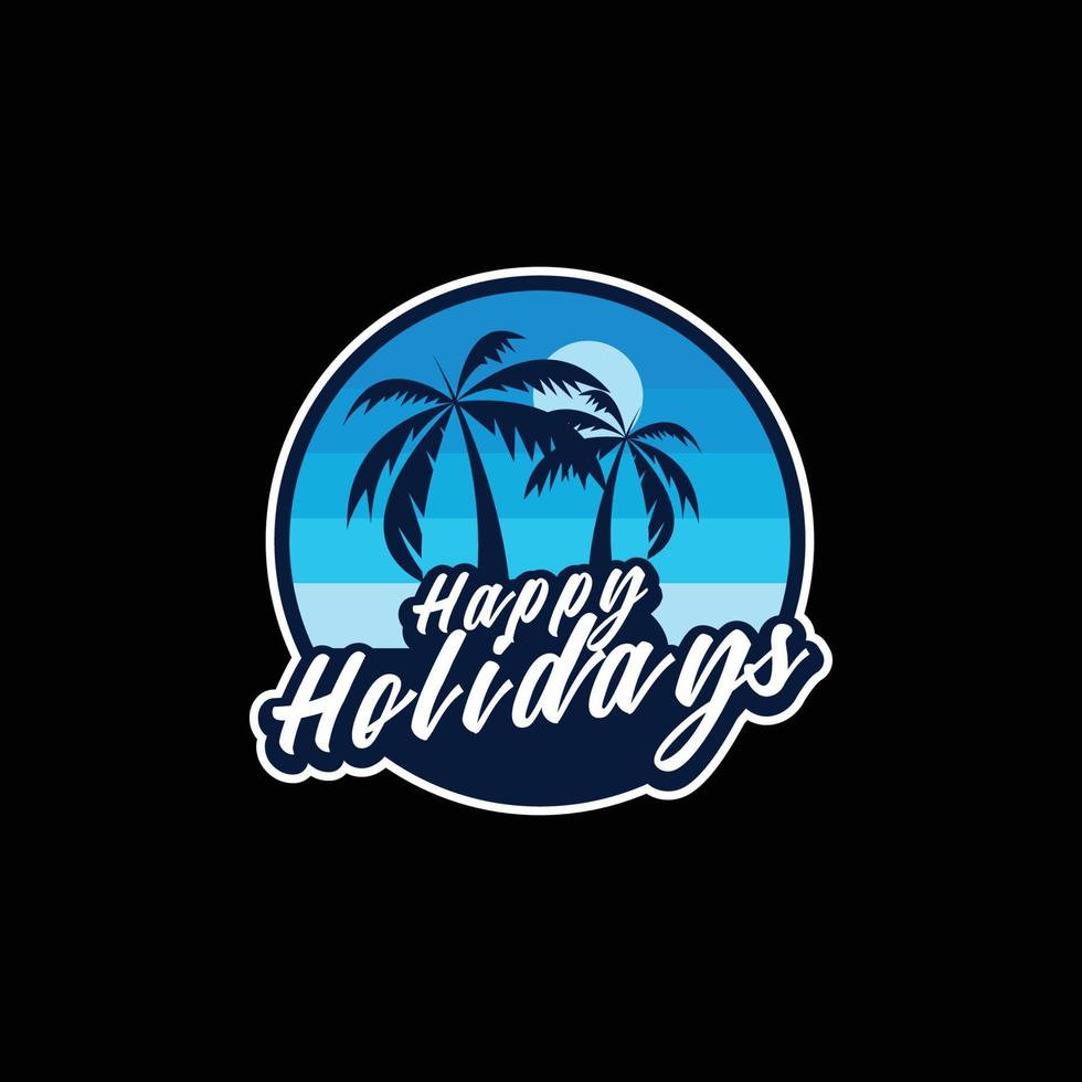 summer beach scene logo design vector