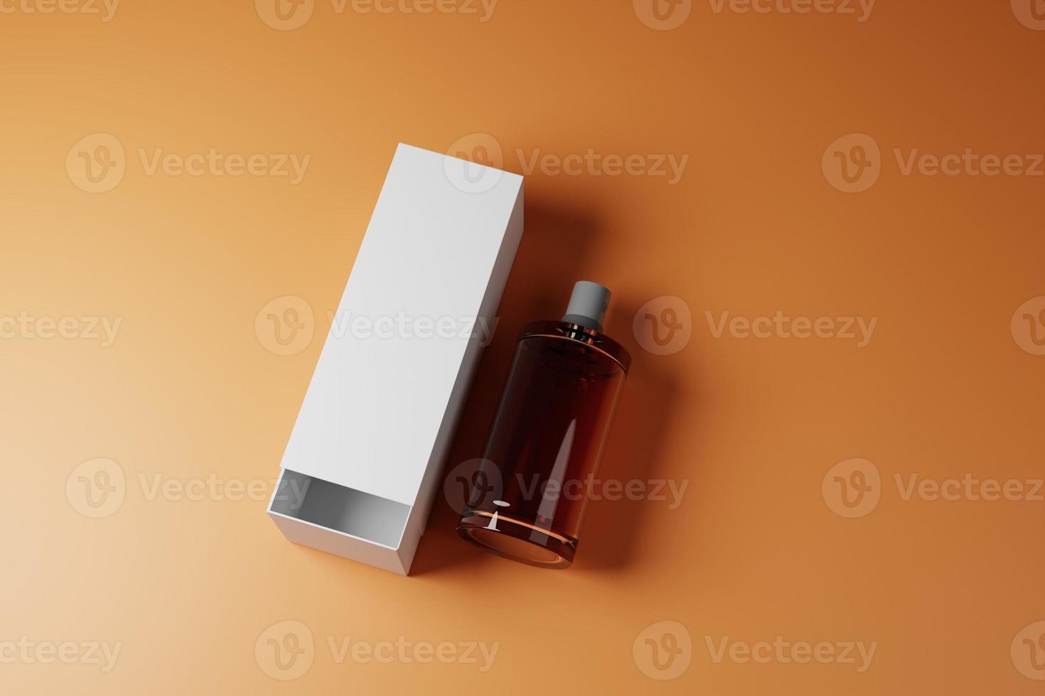 3d rendering perfume bottle with packaging box photo