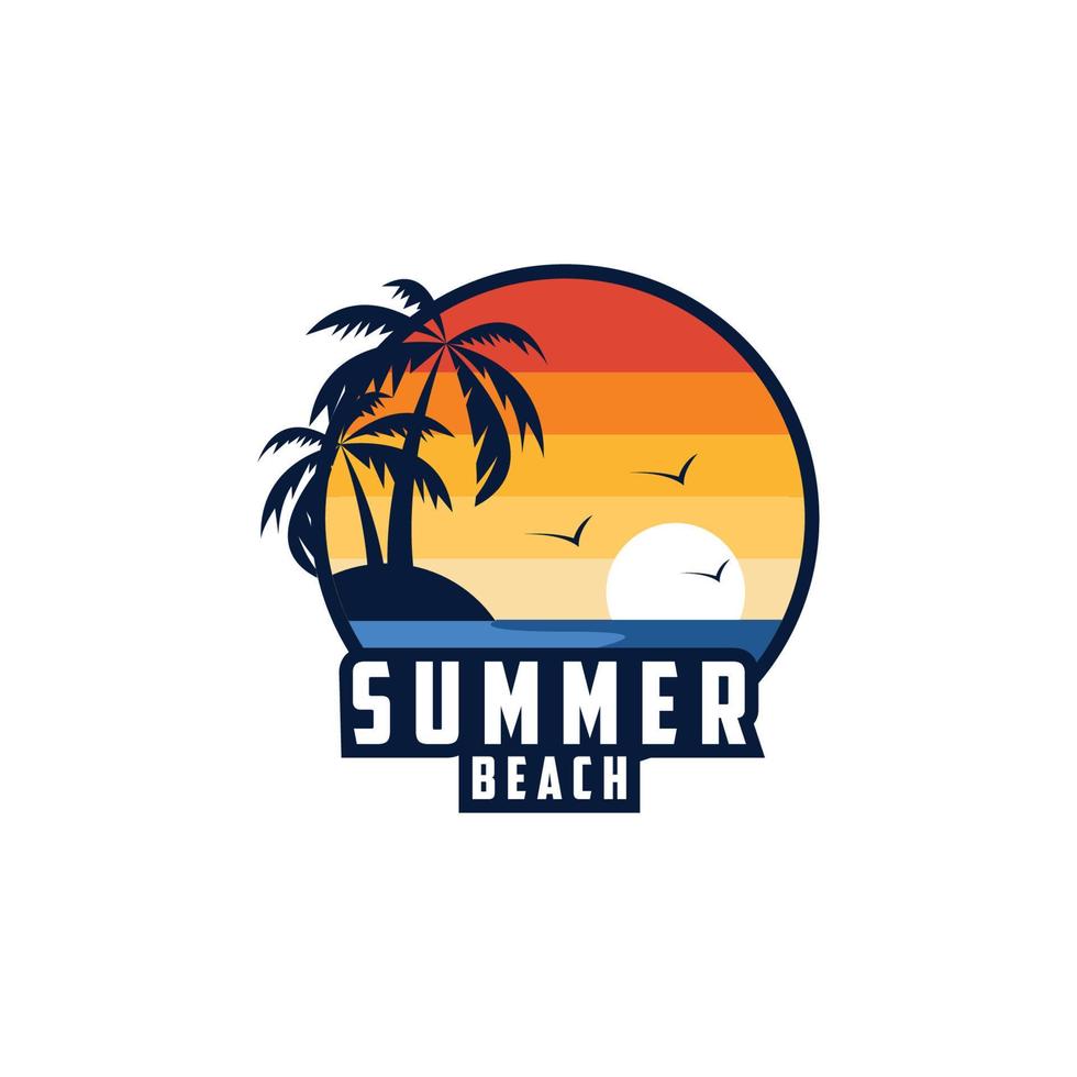 summer beach scene logo design vector
