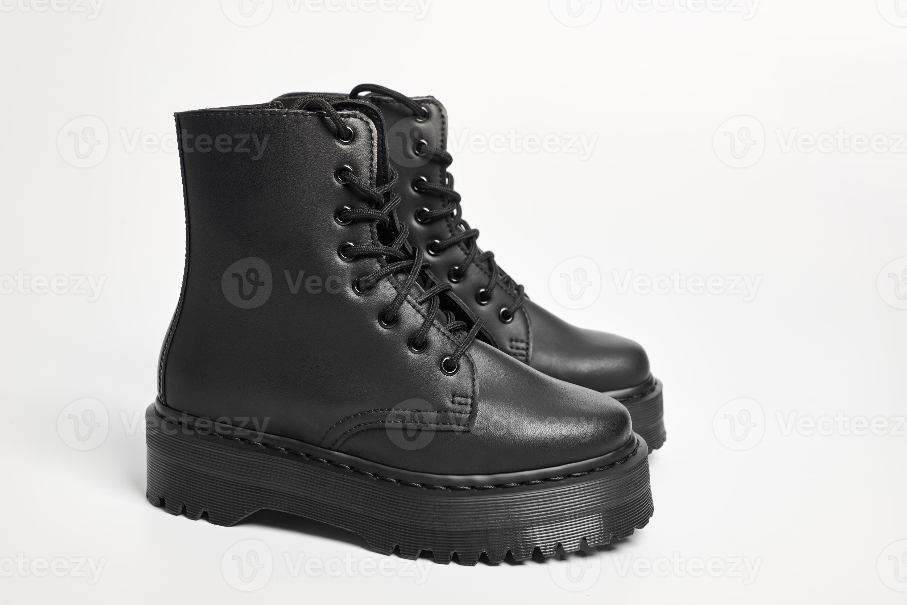 heeled combat boots black