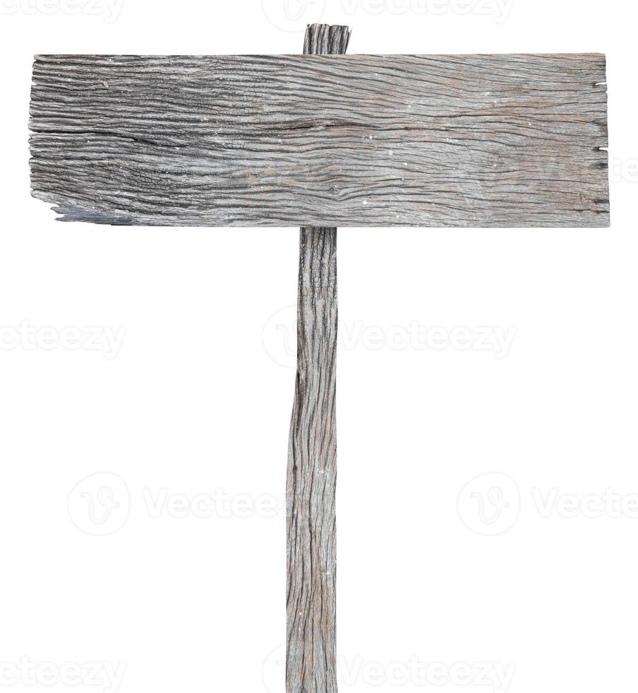 Old wooden sign isolated on white background photo