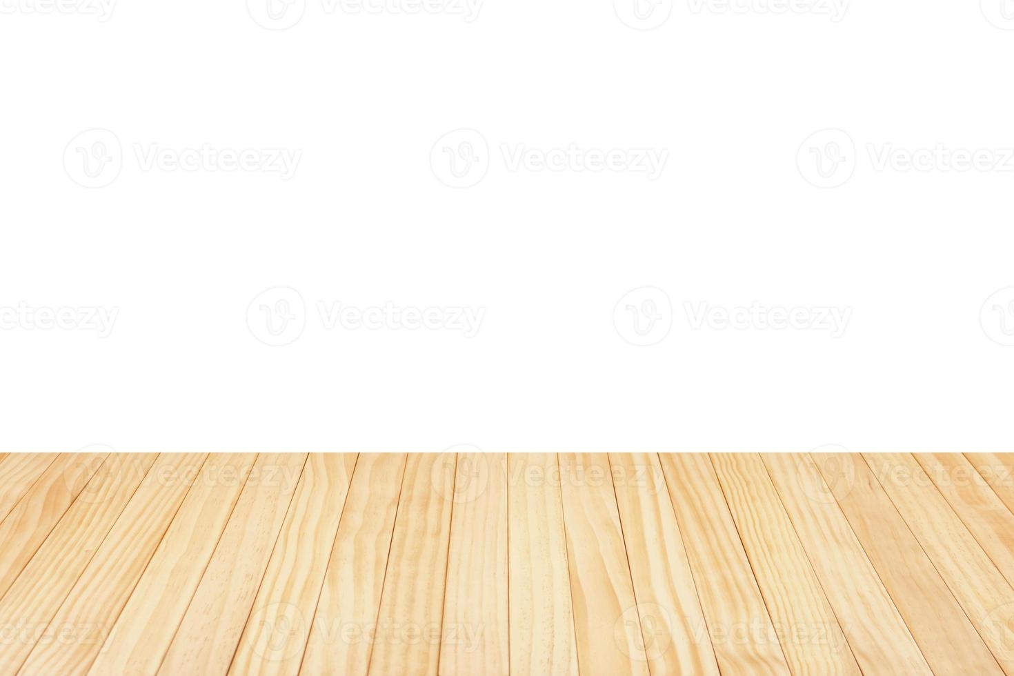 Empty wooden table top isolated on white background for product display montage photo