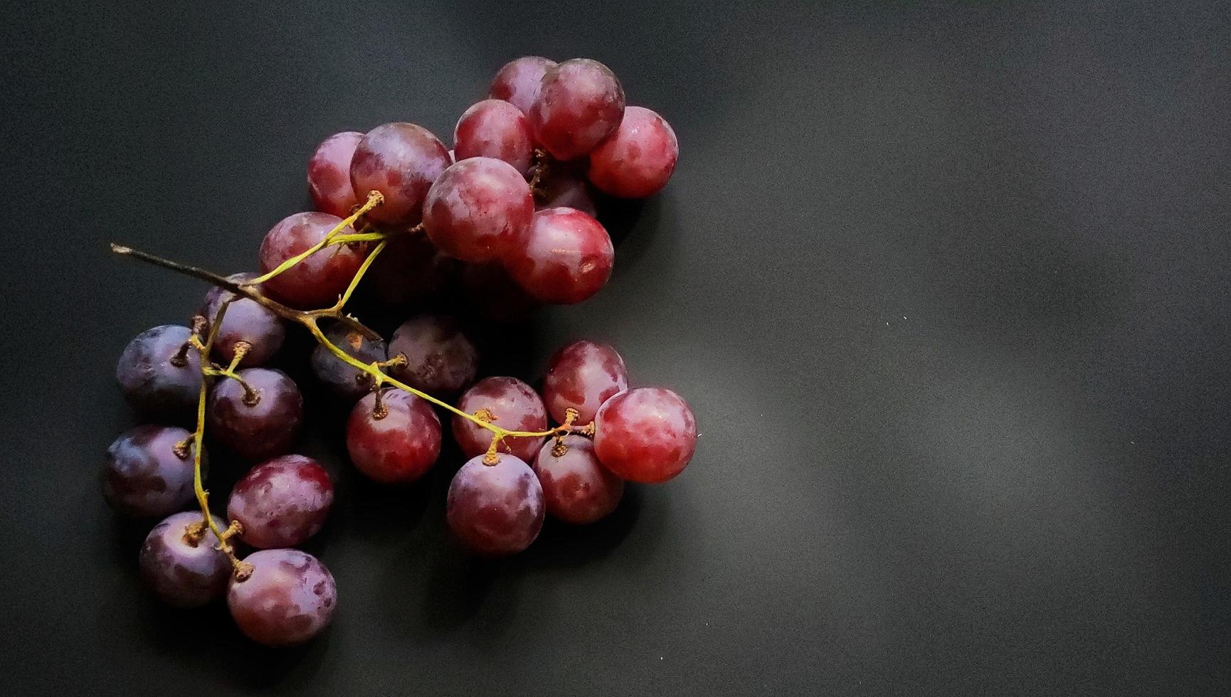 frutos de vitis vinifera aislados en fondo negro y espacio negativo. foto