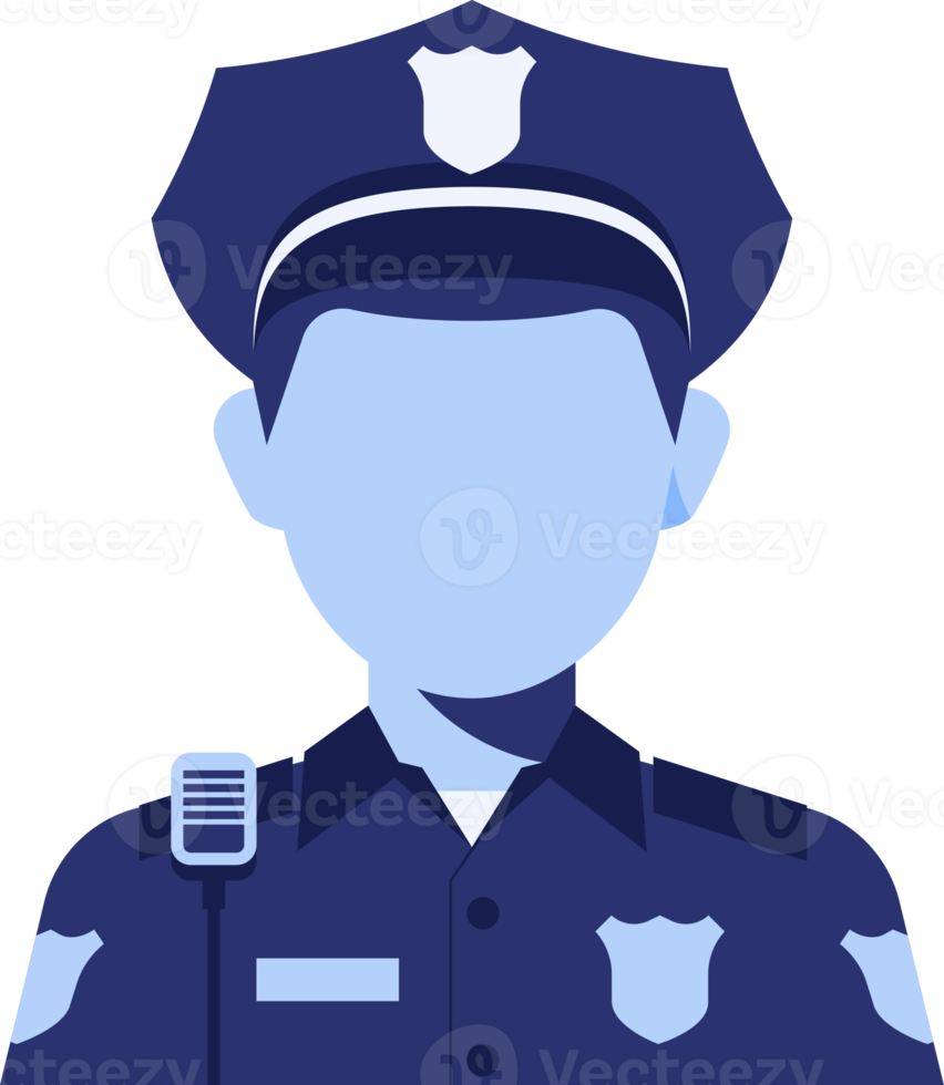 policía de trabajo de avatar. retrato plano del hombre. png