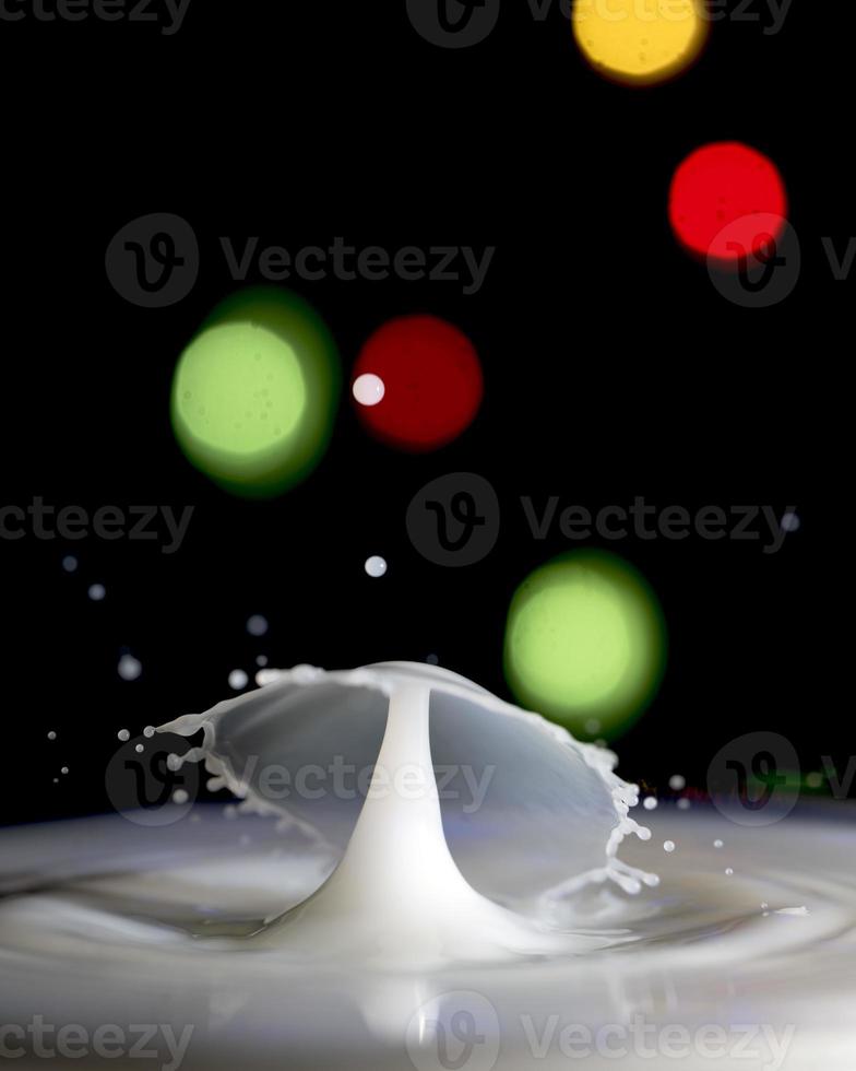 Creamy white splash drops with a colored backdrop photo