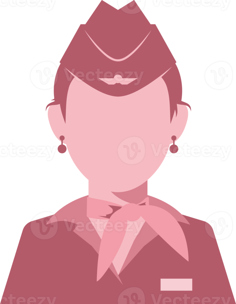 Avatar Job Stewardess. flaches Porträt der Frau. png