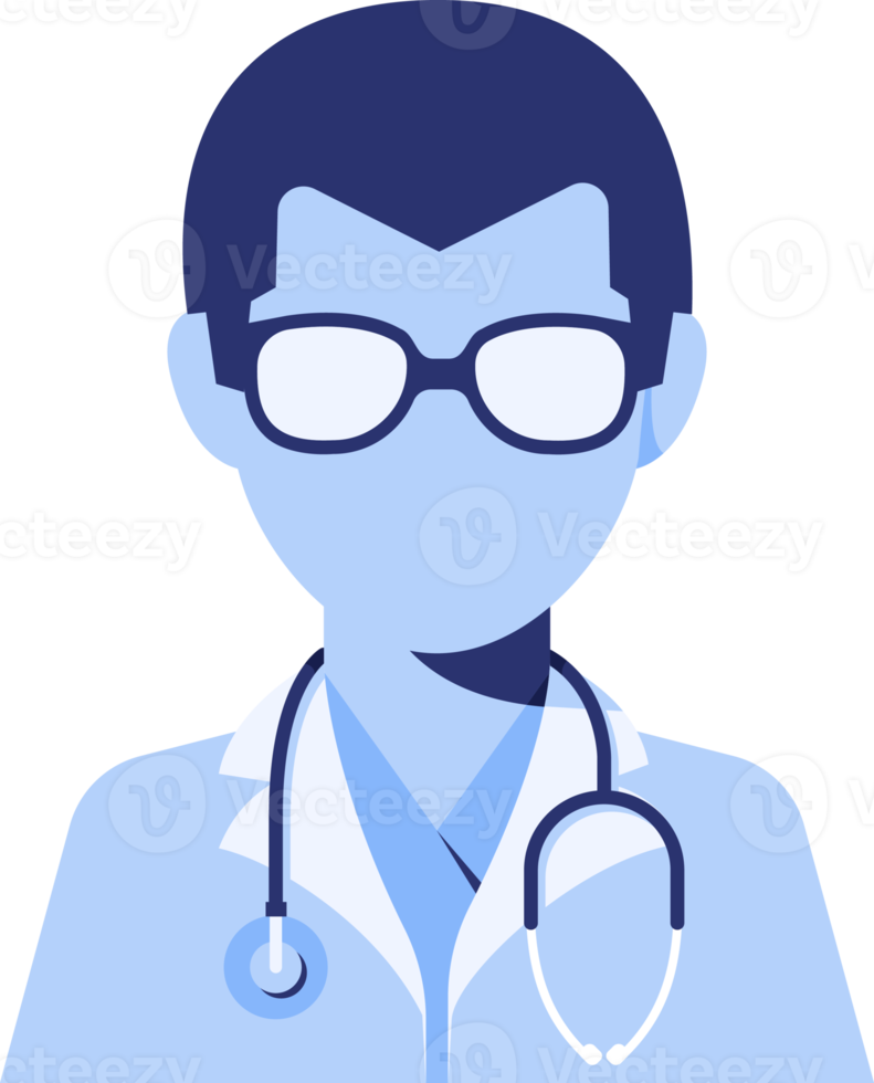 médico de trabalho de avatar. retrato plano do homem. png