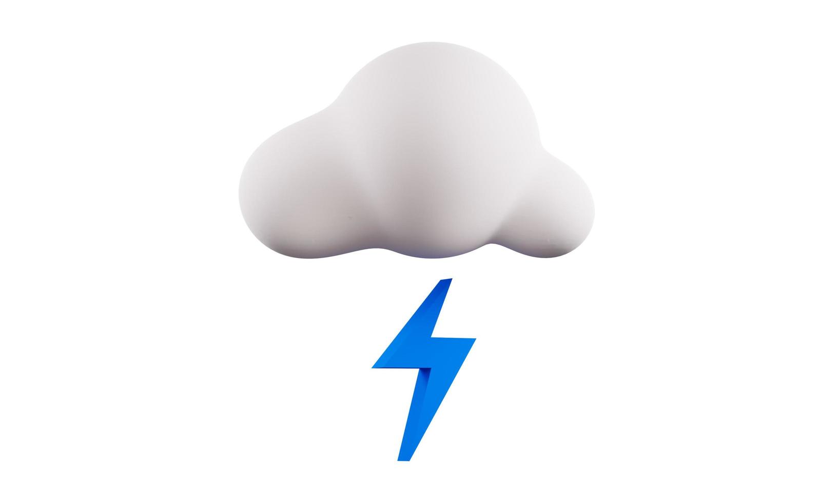 Cloud with lightning isolated on white background. 3d rendering illustration photo