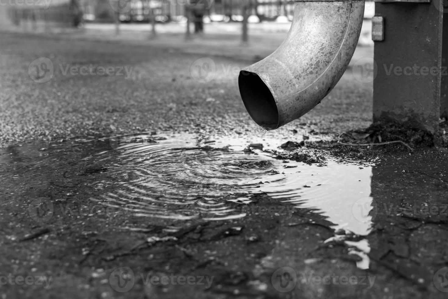 a rain gutter with puddle photo