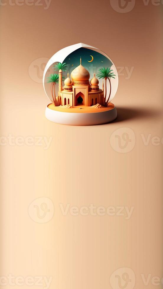 Digital 3D Illustration Ramadan Kareem Mosque Instagram Story photo
