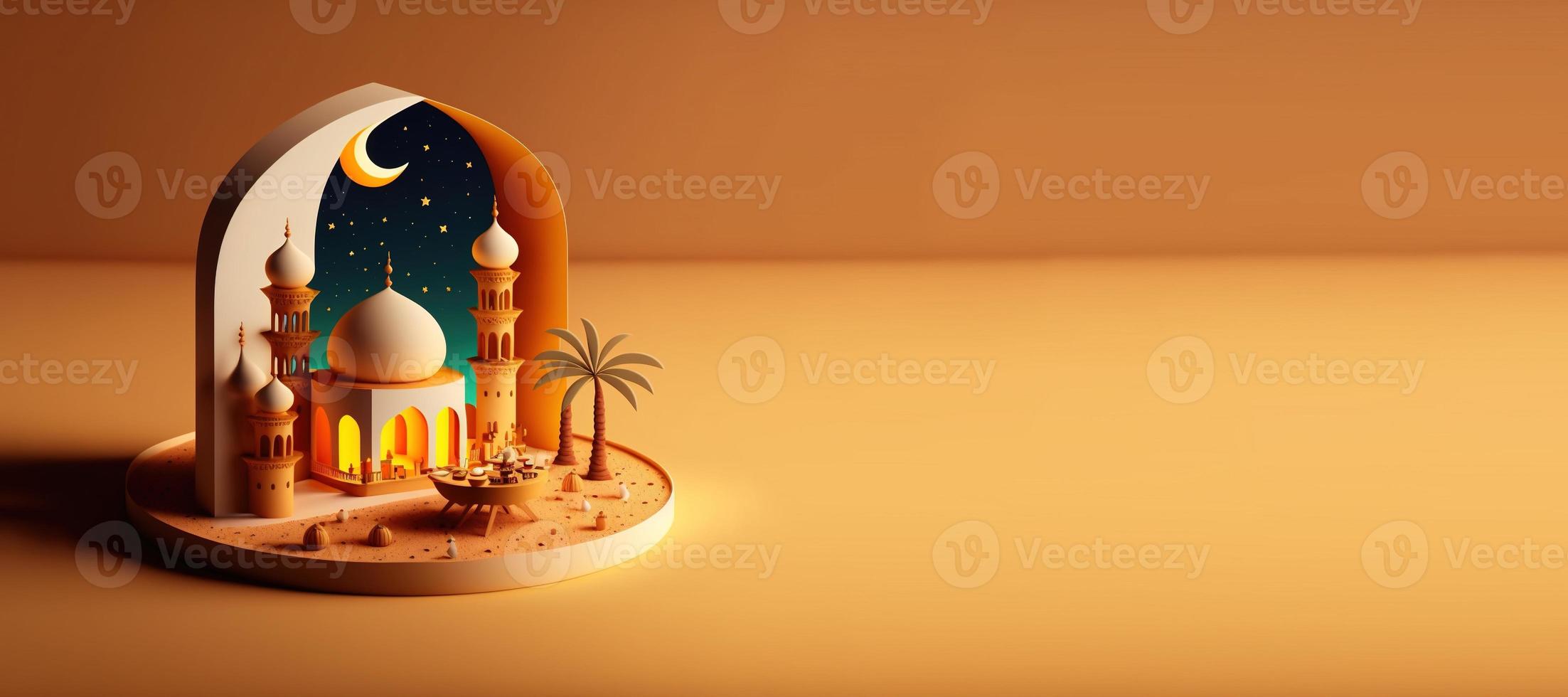 Digital Illustration of Mosque for Islamic Ramadan Greeting photo