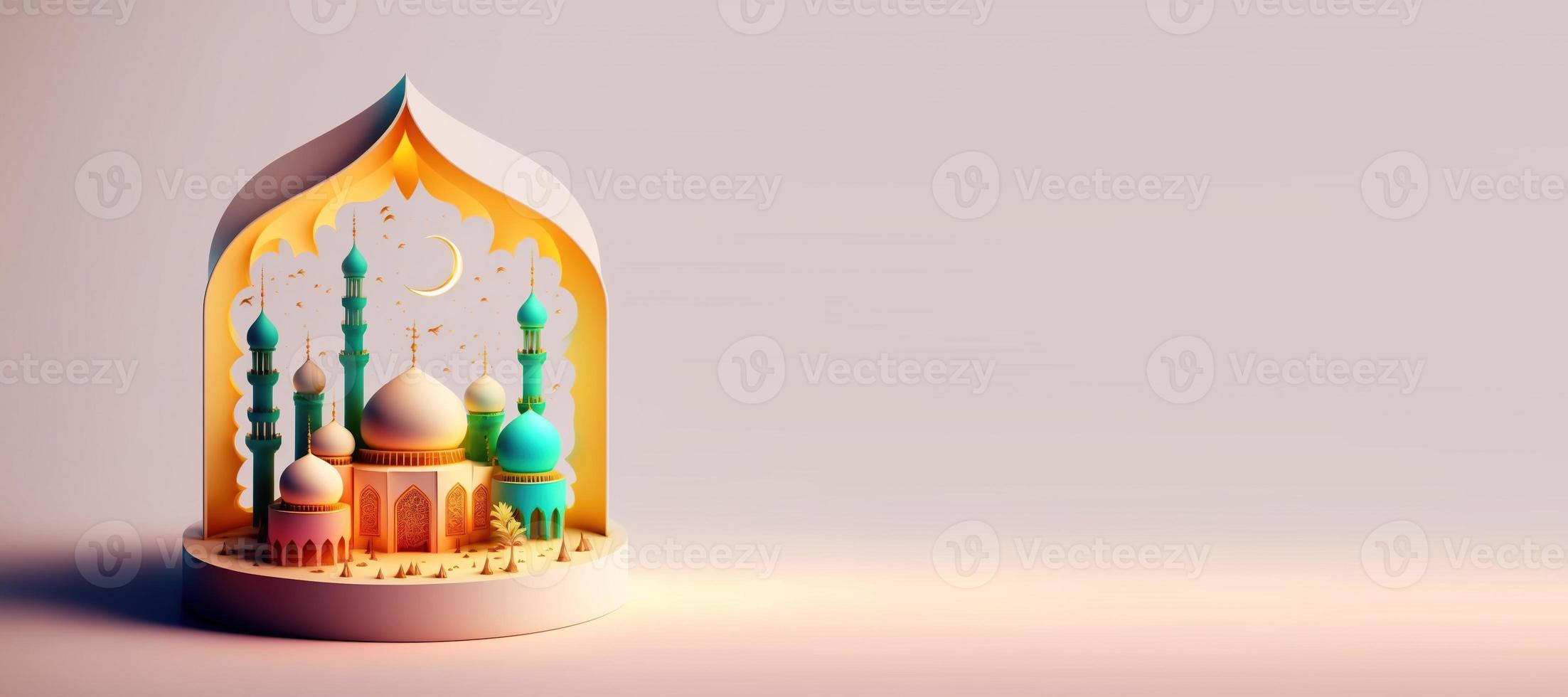 3D Illustration of Mosque for Eid Islamic Ramadan Greeting photo