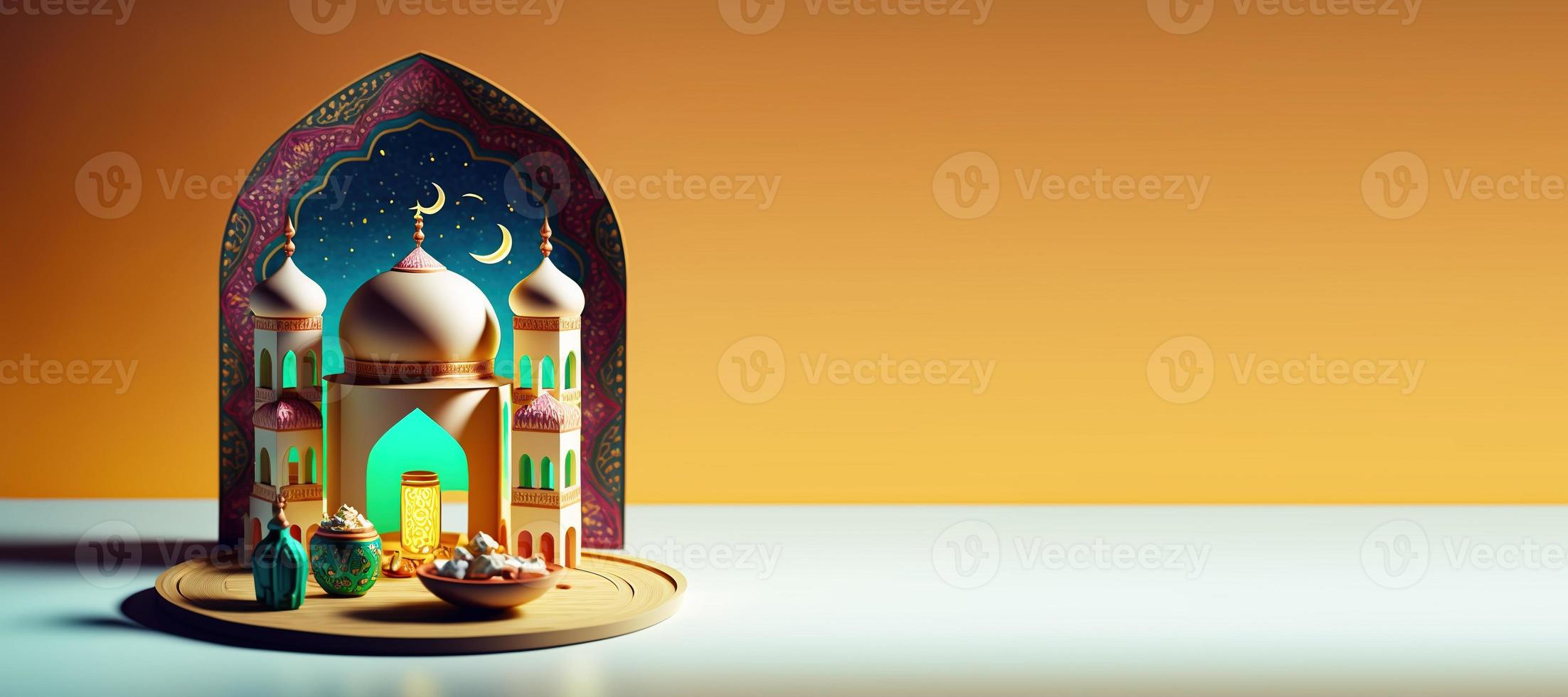 Mosque Illustration for Islamic Ramadan Background photo