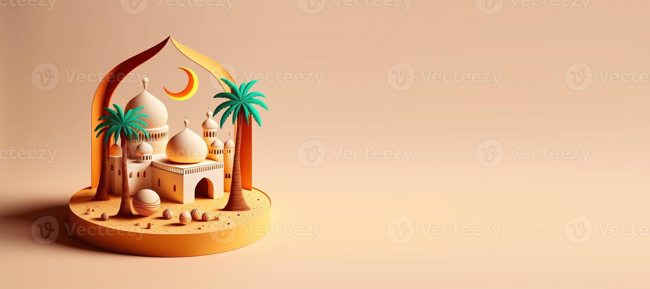3D Illustration of Mosque for Eid Islamic Ramadan Background photo