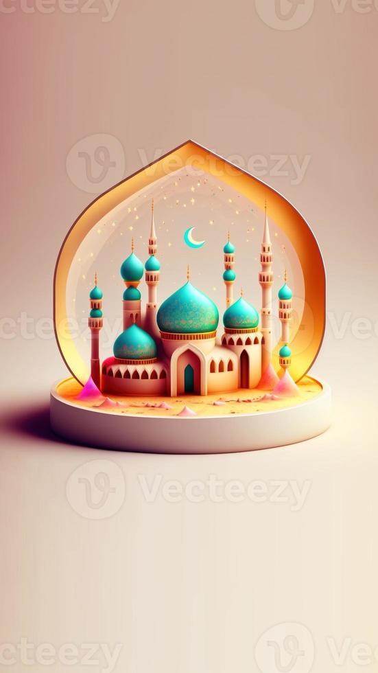 3D Illustration of Islamic Social Media Post photo